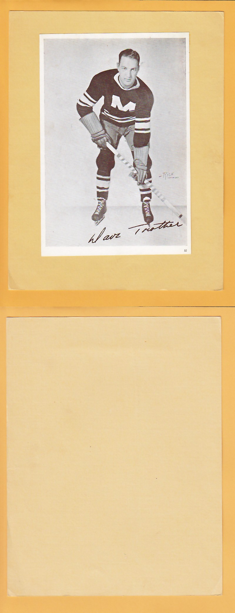 1935-40 CROWN BRAND PHOTO #52 DAVE TROTTIER photo